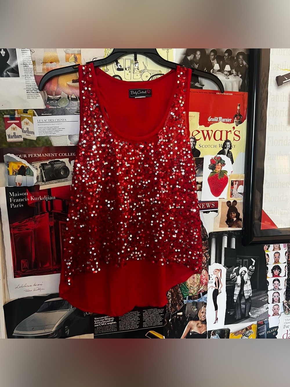 Y2K Body Central Red Sequin Tank Top